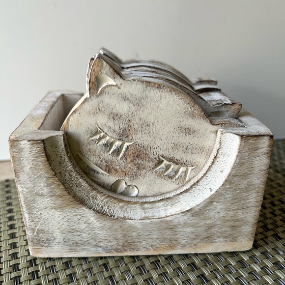 Other - ** LAST CHANCE***Wooden Cat Coaster Set
